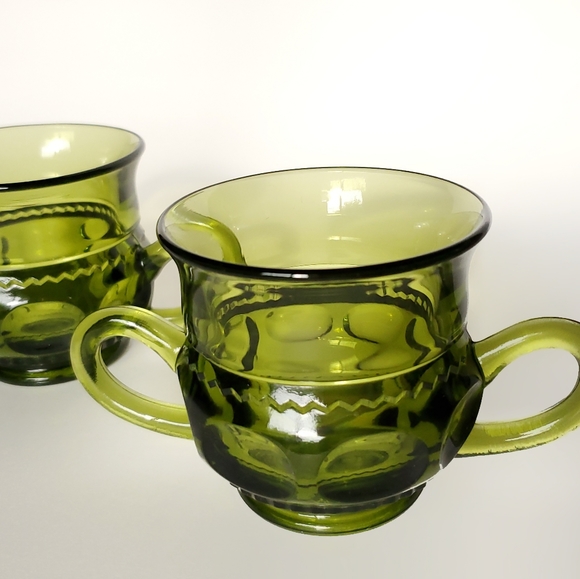 Cream and Sugar Set, Vintage Indiana Glass, Avocado Green 1970s, King's Crown - Picture 8 of 9